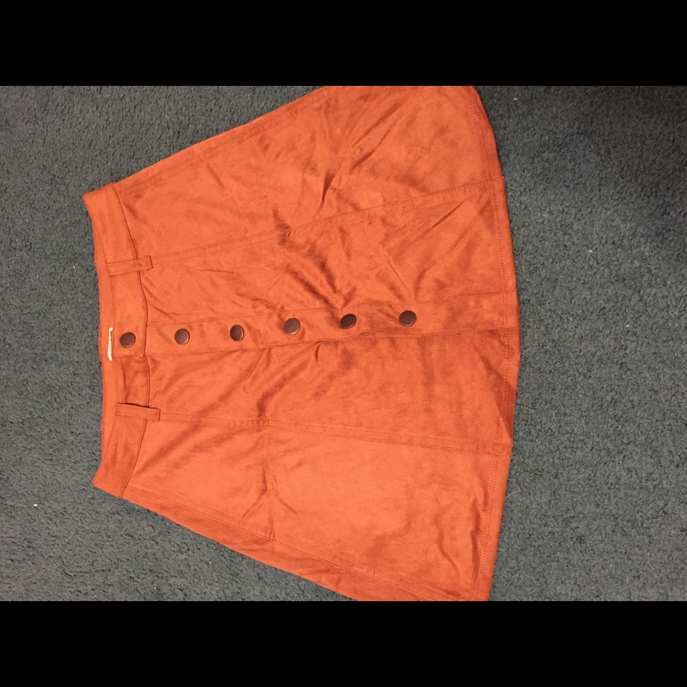 Faux suede button up skirt